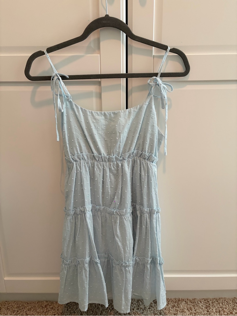 ALTAR’D STATE Light Blue Tie-Shoulder Tiered Dress